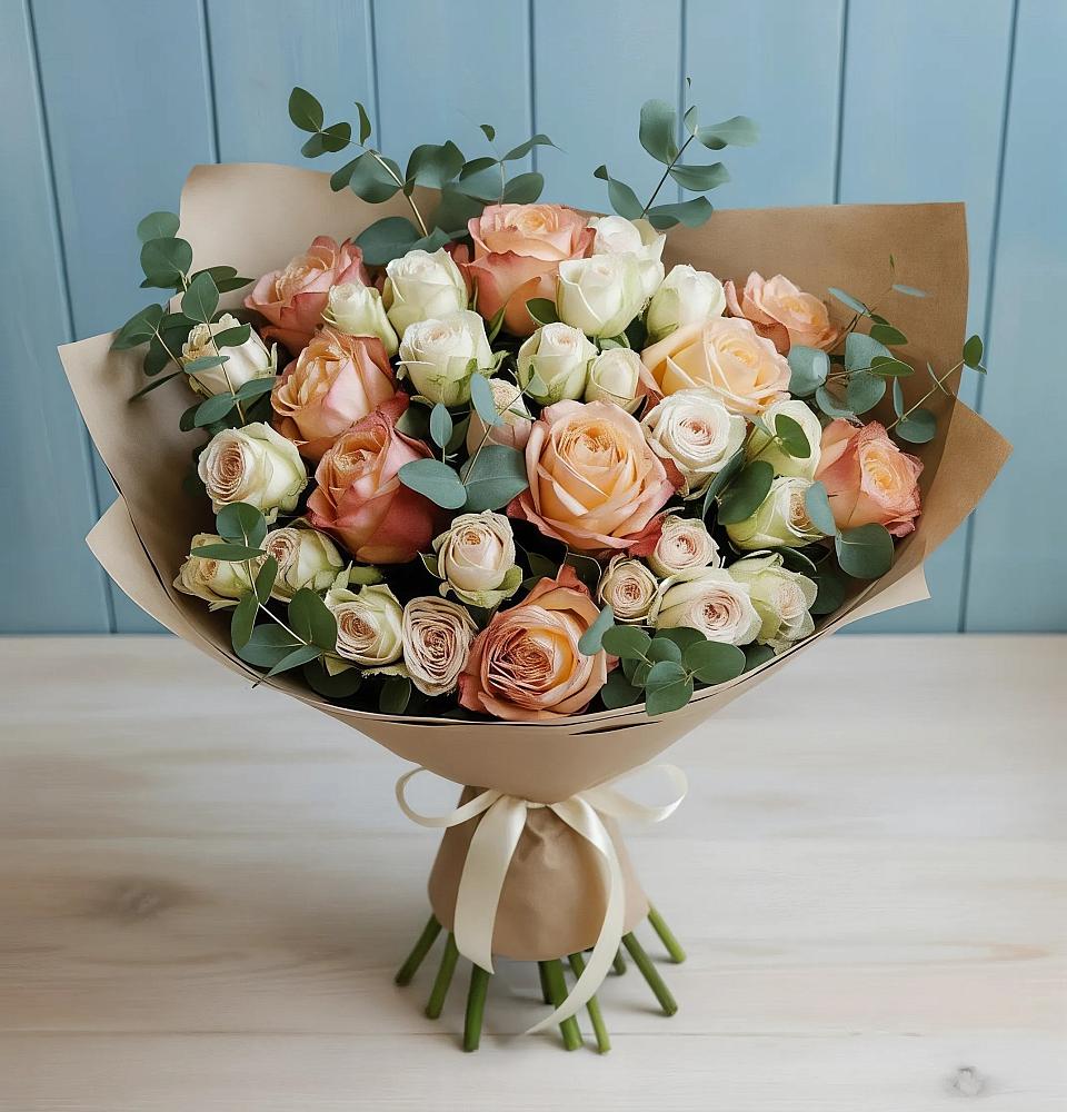 Букет цветов из: Альстромерии и Розы в Новолеушковской