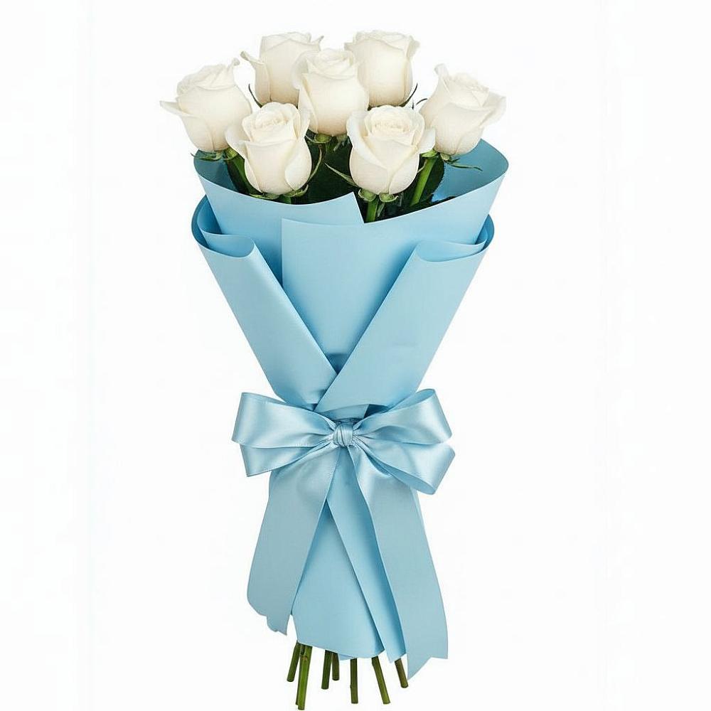 Букет 7 белых роз Проуд в Новолеушковской