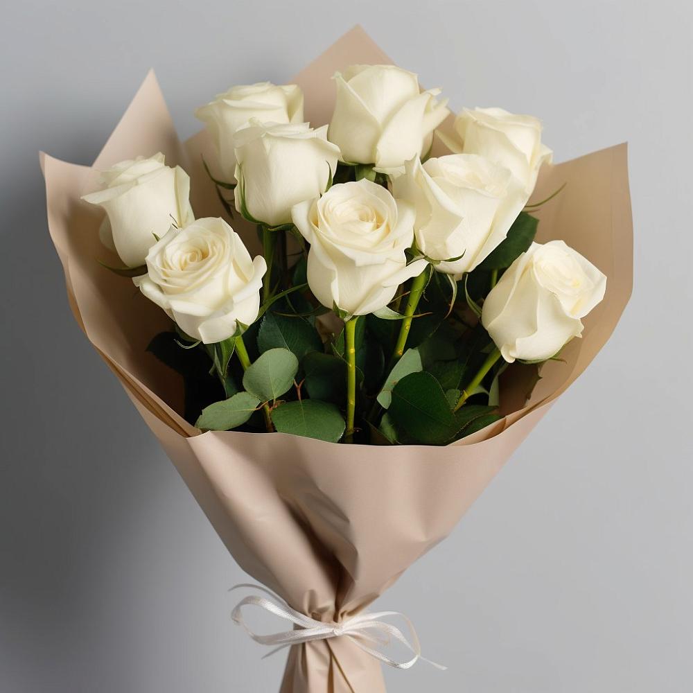 Букет 9 Белых роз Эдлесс Лав в Новолеушковской