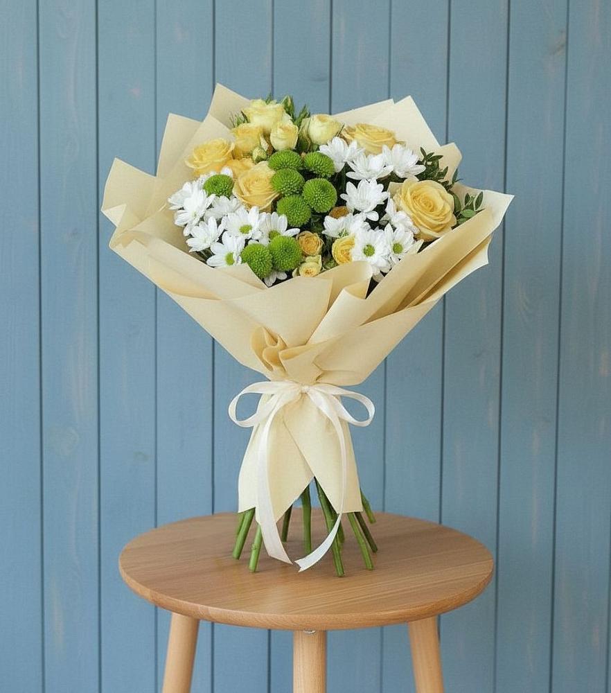 Букет цветов из: Хризантемы и Розы в Новолеушковской