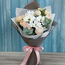 Букет цветов из:  Хризантемы и Розы #REPLACE_PRED# Новолеушковской