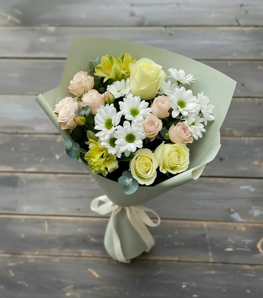 Букет цветов из: Альстромерии, Розы и Хризантемы в Новолеушковской