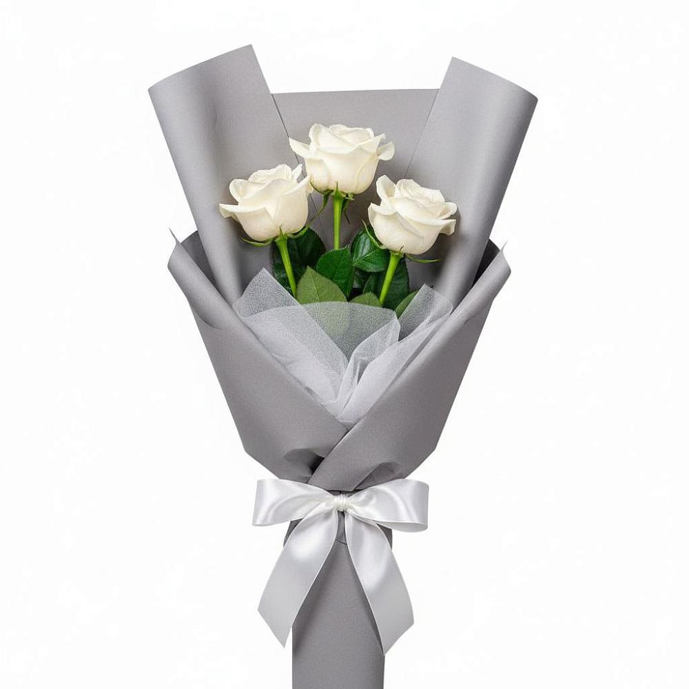 Букет 3 белые розы в Новолеушковской