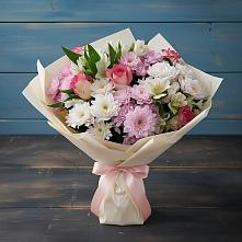 Букет цветов из:  Хризантемы, Альстромерии и Розы в Новолеушковской