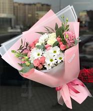 Букет цветов из:  Розы, Лизиантусы и Хризантемы в Новолеушковской