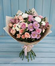 Букет цветов из:  Хризантемы, Розы и Альстромерии в Новолеушковской