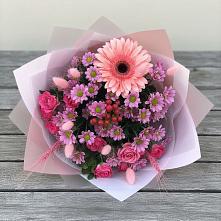 Букет цветов из:  Розы, Герберы и Хризантемы #REPLACE_PRED# Новолеушковской