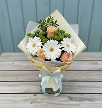 Букет цветов из:  Герберы, Розы и Хризантемы в Новолеушковской