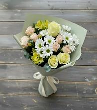 Букет цветов из:  Альстромерии, Розы и Хризантемы #REPLACE_PRED# Новолеушковской