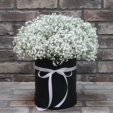 Цветочная композиция из Гипсофила в шляпной коробке в Новолеушковской